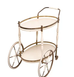 Ovaler Servierwagen mit Glasplatten, Italien, 1950er