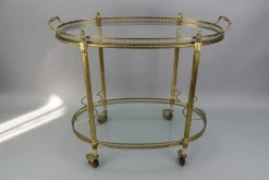 Ovaler 2-stöckiger Barwagen im Stil von Maison Baguès, 1950er