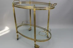 Ovaler 2-stöckiger Barwagen im Stil von Maison Baguès, 1950er