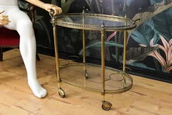 Ovaler 2-stöckiger Barwagen im Stil von Maison Baguès, 1950er