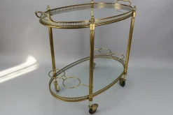 Ovaler 2-stöckiger Barwagen im Stil von Maison Baguès, 1950er
