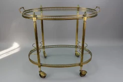 Ovaler 2-stöckiger Barwagen im Stil von Maison Baguès, 1950er