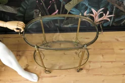 Ovaler 2-stöckiger Barwagen im Stil von Maison Baguès, 1950er