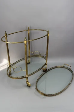 Ovaler 2-stöckiger Barwagen im Stil von Maison Baguès, 1950er