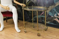 Ovaler 2-stöckiger Barwagen im Stil von Maison Baguès, 1950er