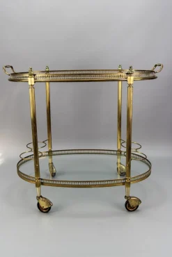 Ovaler 2-stöckiger Barwagen im Stil von Maison Baguès, 1950er