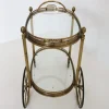 Ovaler Vintage Barwagen aus Messing & Glas von Maison Baguès, 1950er