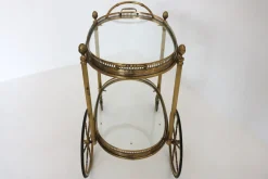Ovaler Vintage Barwagen aus Messing & Glas von Maison Baguès, 1950er