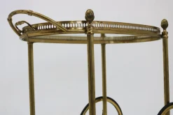 Ovaler Vintage Barwagen aus Messing & Glas von Maison Baguès, 1950er