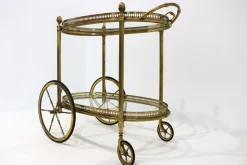 Ovaler Vintage Barwagen aus Messing & Glas von Maison Baguès, 1950er
