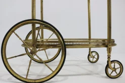 Ovaler Vintage Barwagen aus Messing & Glas von Maison Baguès, 1950er