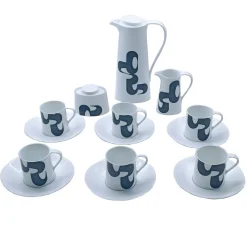 Ovales Keramik Kaffeeservice von Manuel Barbadillo für Bidasoa, 1960er, 9 . Set