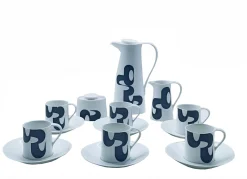 Ovales Keramik Kaffeeservice von Manuel Barbadillo für Bidasoa, 1960er, 9 . Set