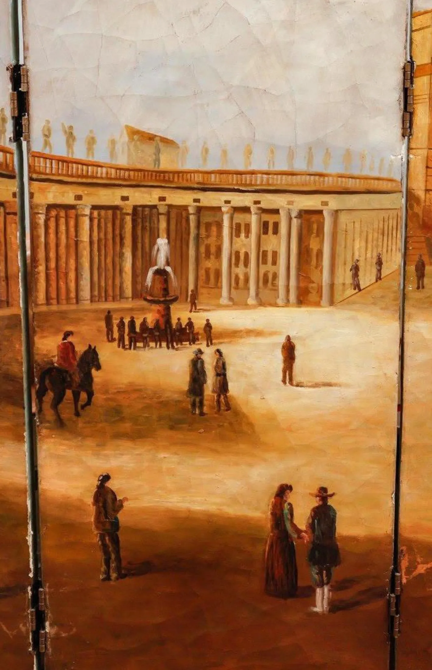 Paravent mit Petersplatz in Rom Gemälde, 20. Jh.