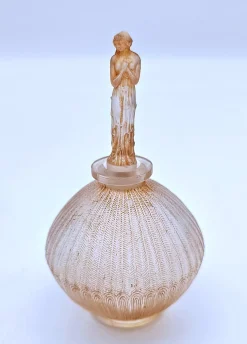 Parfümflasche aus Glas mit Rosen von René Lalique für Dorsay, 1914