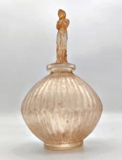 Parfümflasche aus Glas mit Rosen von René Lalique für Dorsay, 1914