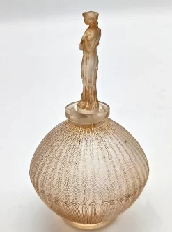 Parfümflasche aus Glas mit Rosen von René Lalique für Dorsay, 1914