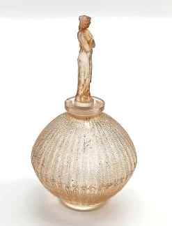 Parfümflasche aus Glas mit Rosen von René Lalique für Dorsay, 1914