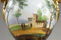 Pariser Porzellanservice mit Landschaftsdekoration, 1820, 9 . Set