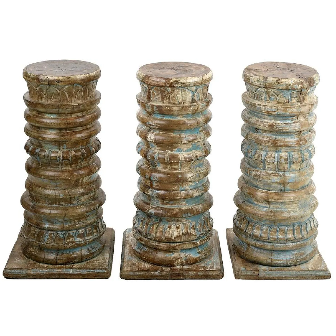 Patinierte Massivholzsäule