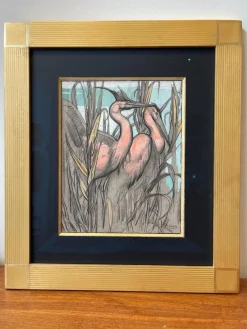 Paul Jouve, Die zwei Reiher, 20. Jahrhundert, Mixed Media