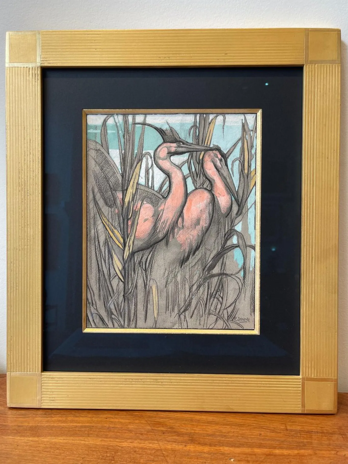 Paul Jouve, Die zwei Reiher, 20. Jahrhundert, Mixed Media