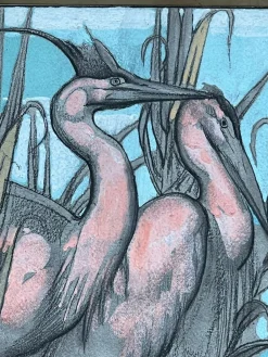Paul Jouve, Die zwei Reiher, 20. Jahrhundert, Mixed Media