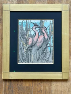 Paul Jouve, Die zwei Reiher, 20. Jahrhundert, Mixed Media