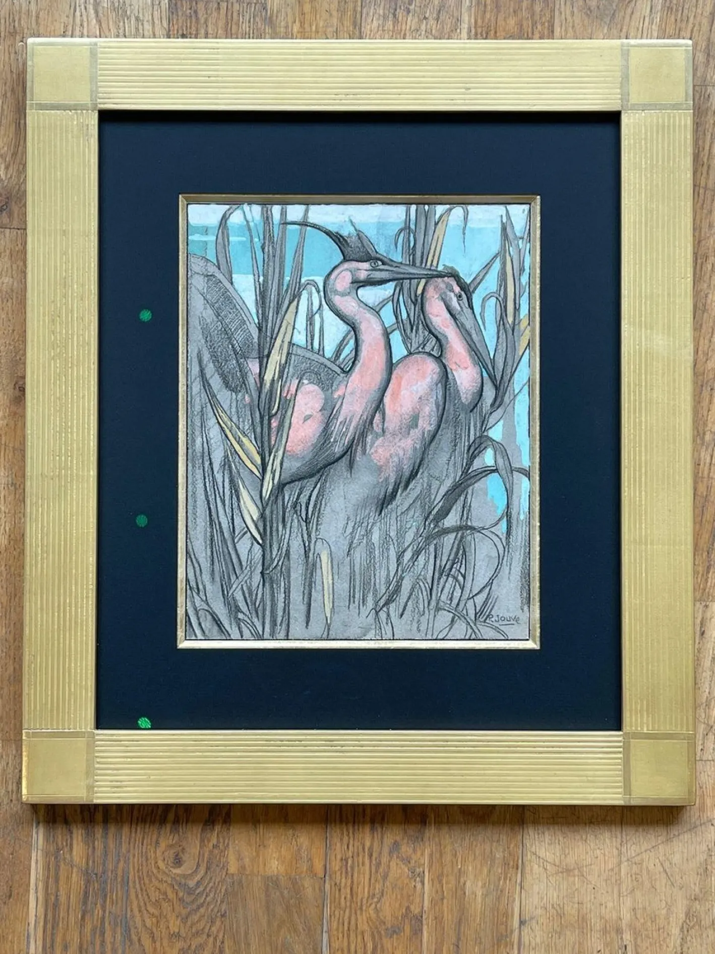 Paul Jouve, Die zwei Reiher, 20. Jahrhundert, Mixed Media
