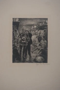 Paul Renouard, Actors at Rest, 1893, Original Radierung