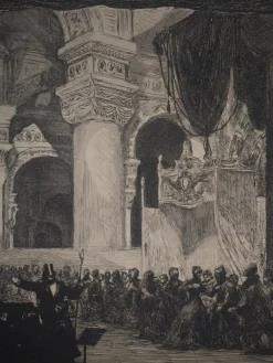 Paul Renouard, The Opera: Rehearsal of Hamlet, 1893, Original Radierung