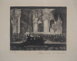 Paul Renouard, The Opera: Rehearsal of Hamlet, 1893, Original Radierung