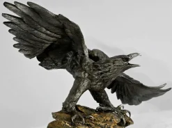 P. Brunelle, Weißkopfseeadler-Skulptur, 20. Jh., Zinn