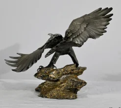 P. Brunelle, Weißkopfseeadler-Skulptur, 20. Jh., Zinn
