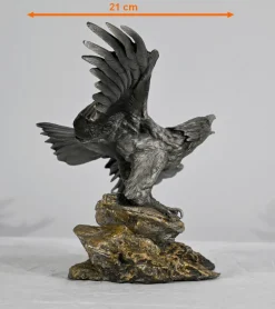 P. Brunelle, Weißkopfseeadler-Skulptur, 20. Jh., Zinn