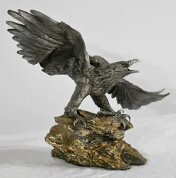 P. Brunelle, Weißkopfseeadler-Skulptur, 20. Jh., Zinn