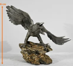 P. Brunelle, Weißkopfseeadler-Skulptur, 20. Jh., Zinn