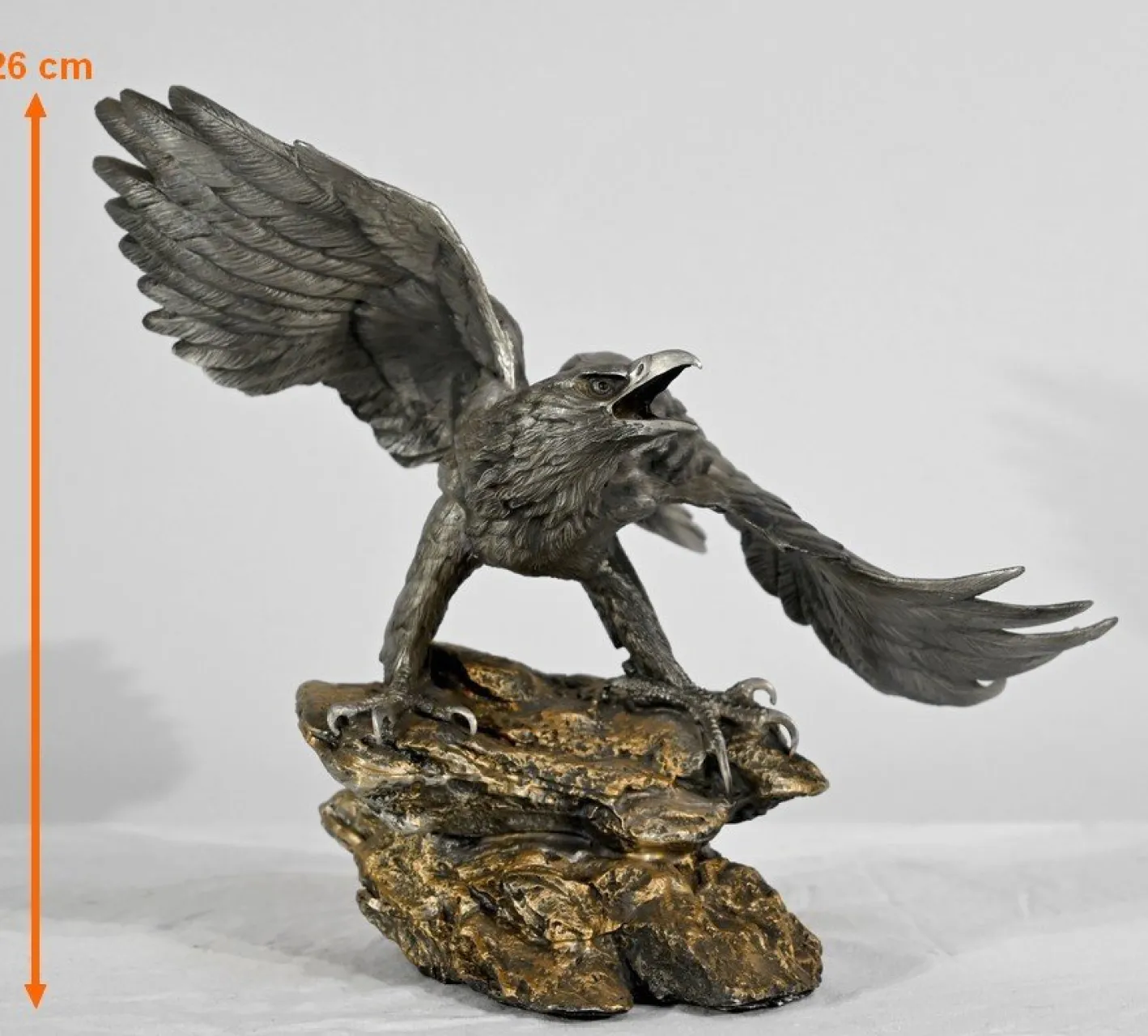 P. Brunelle, Weißkopfseeadler-Skulptur, 20. Jh., Zinn