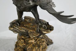 P. Brunelle, Weißkopfseeadler-Skulptur, 20. Jh., Zinn