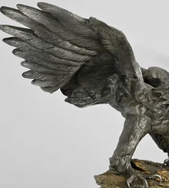 P. Brunelle, Weißkopfseeadler-Skulptur, 20. Jh., Zinn