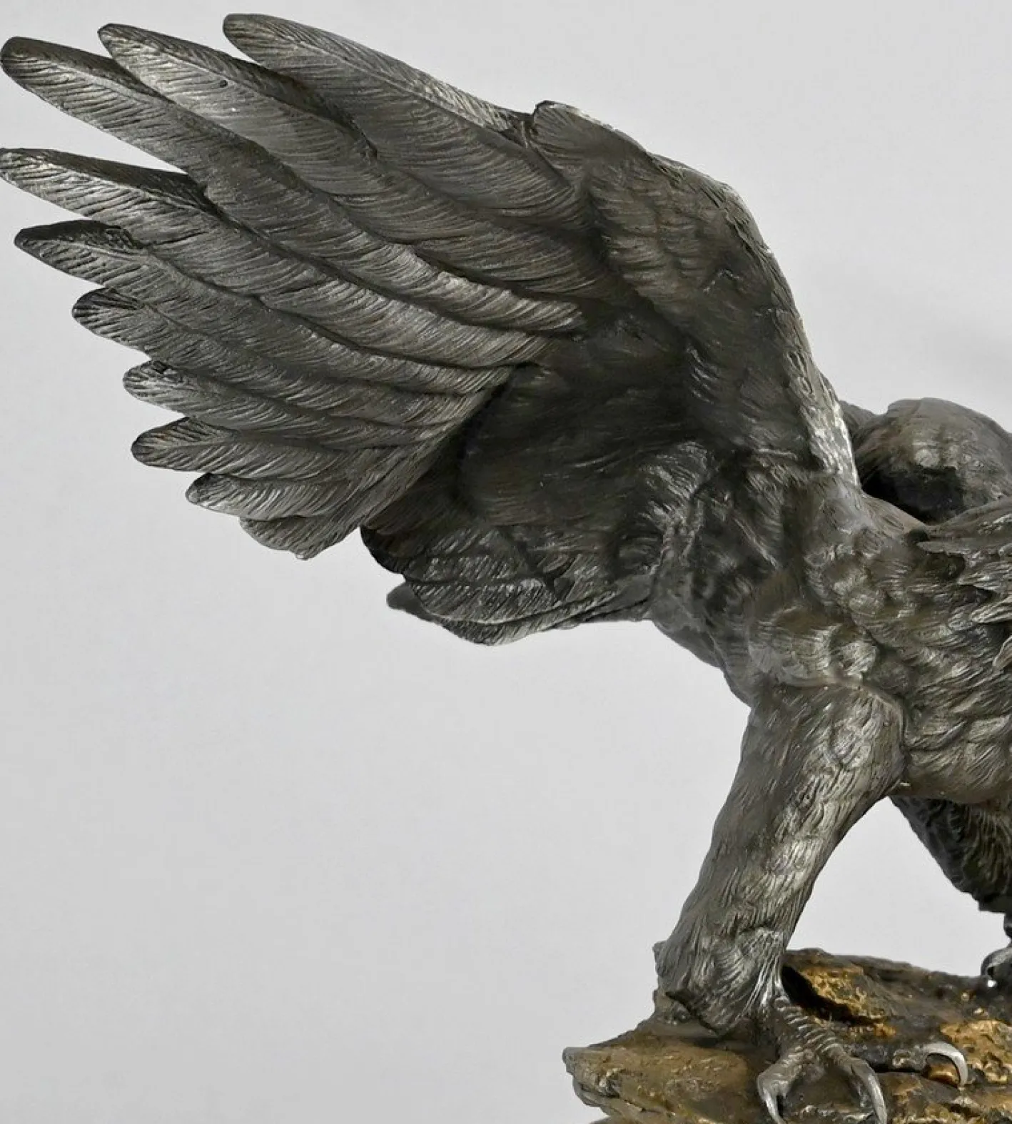 P. Brunelle, Weißkopfseeadler-Skulptur, 20. Jh., Zinn