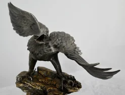 P. Brunelle, Weißkopfseeadler-Skulptur, 20. Jh., Zinn