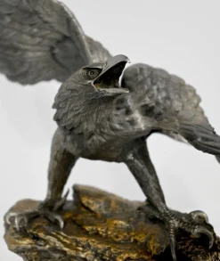 P. Brunelle, Weißkopfseeadler-Skulptur, 20. Jh., Zinn