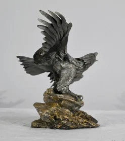 P. Brunelle, Weißkopfseeadler-Skulptur, 20. Jh., Zinn