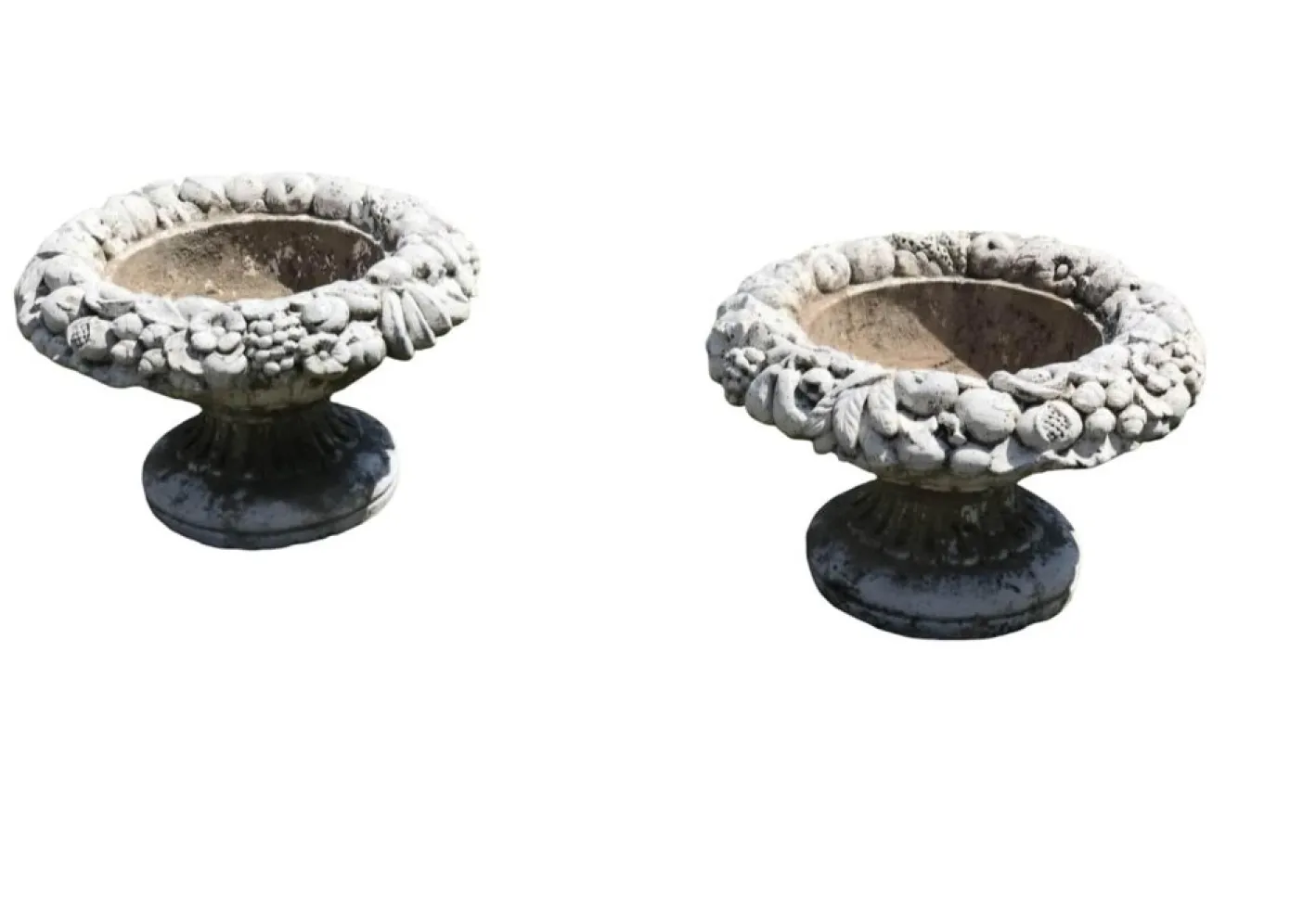 Pflanzgefäße aus Stein mit dekorativen Gesichtern, 1950er, 2er Set