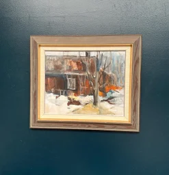 Pia Hesselmark-campbell, The Forge, 1960er, Ölgemälde auf Leinwand, gerahmt
