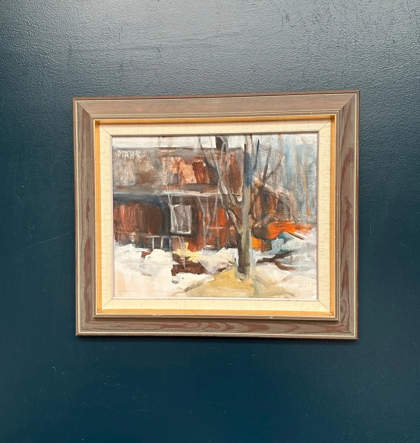 Pia Hesselmark-campbell, The Forge, 1960er, Ölgemälde auf Leinwand, gerahmt