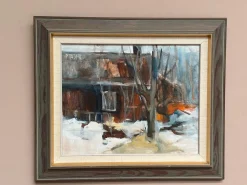 Pia Hesselmark-campbell, The Forge, 1960er, Ölgemälde auf Leinwand, gerahmt