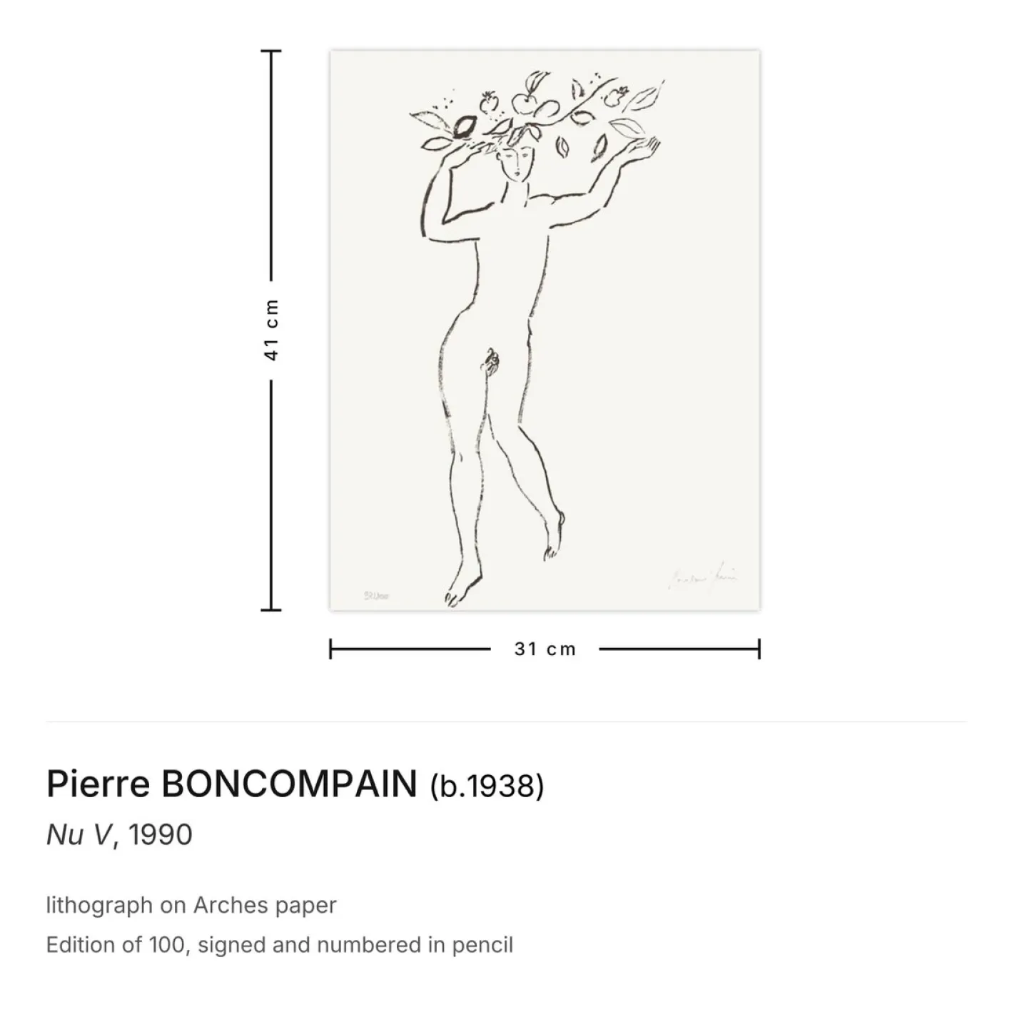 Pierre Boncompain, Nude Nu V, 1990, Lithographie