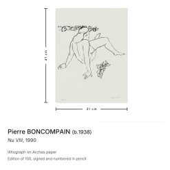 Pierre Boncompain, Nude VIII, 1990, Lithographie